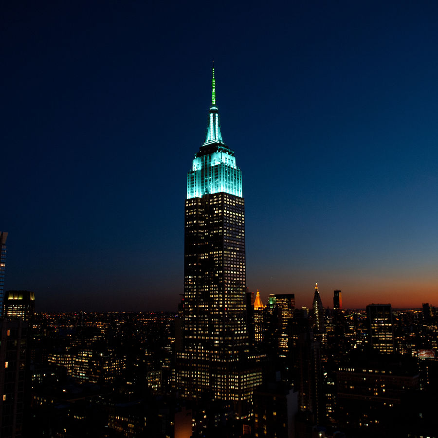 ESB lit up for the Joyful Heart Foundation